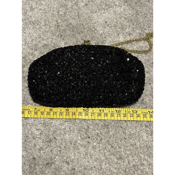 Vintage Shaggee of California Black Beaded Chain Evening Clutch Cocktail Formal - Picture 9 of 9
